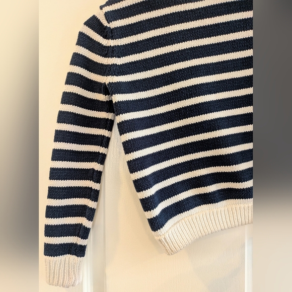 Kule Navy Ivory Striped Knit 100% Cotton Sweater Size XS Fisherman Nautical - Picture 5 of 13